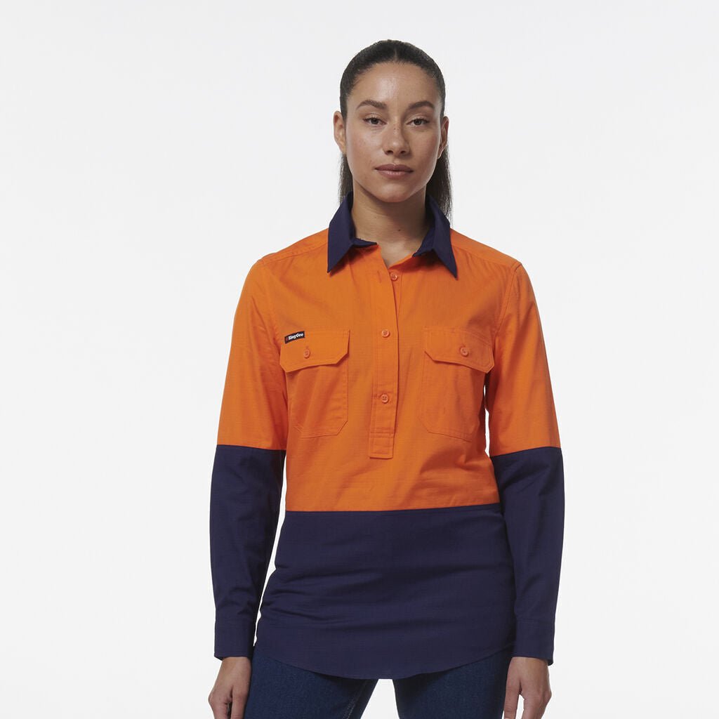 KingGee Womens Workcool Vented Closed Front Spliced Two Toned Work Shirt K44211 - Land to Coast