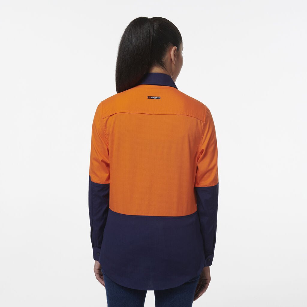 KingGee Womens Workcool Vented Closed Front Spliced Two Toned Work Shirt K44211 - Land to Coast
