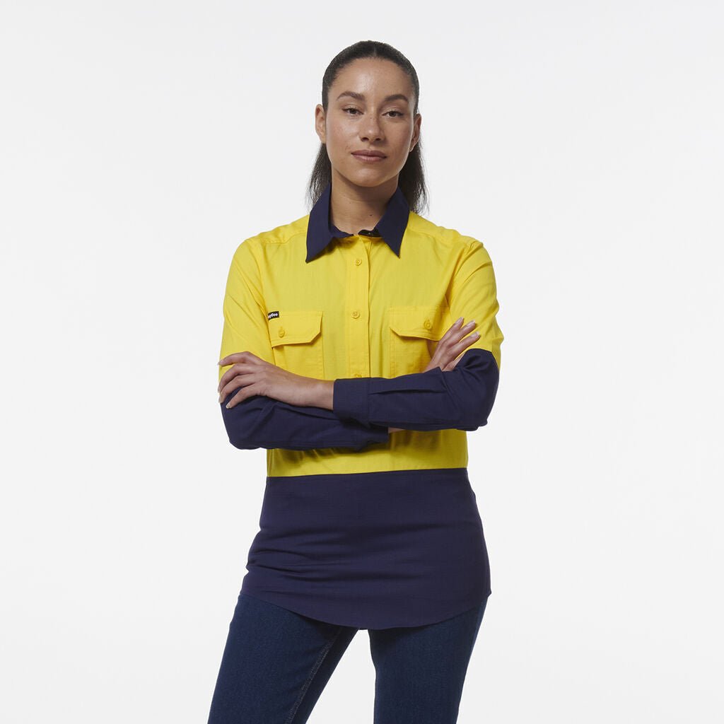 KingGee Womens Workcool Vented Closed Front Spliced Two Toned Work Shirt K44211 - Land to Coast