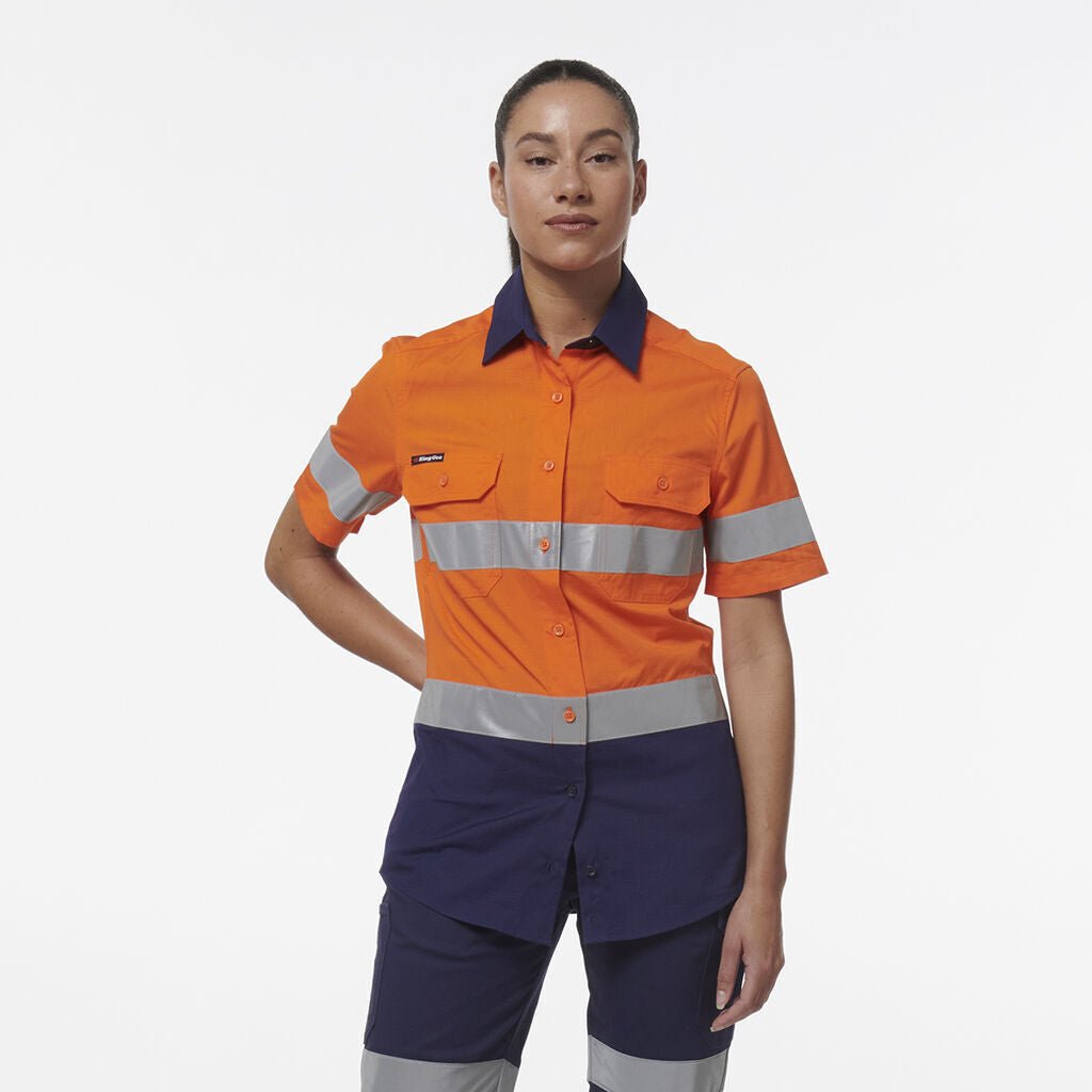 KingGee Womens Workcool Vented Reflective Short Sleeve Two Toned Shirt K44229 - Land to Coast