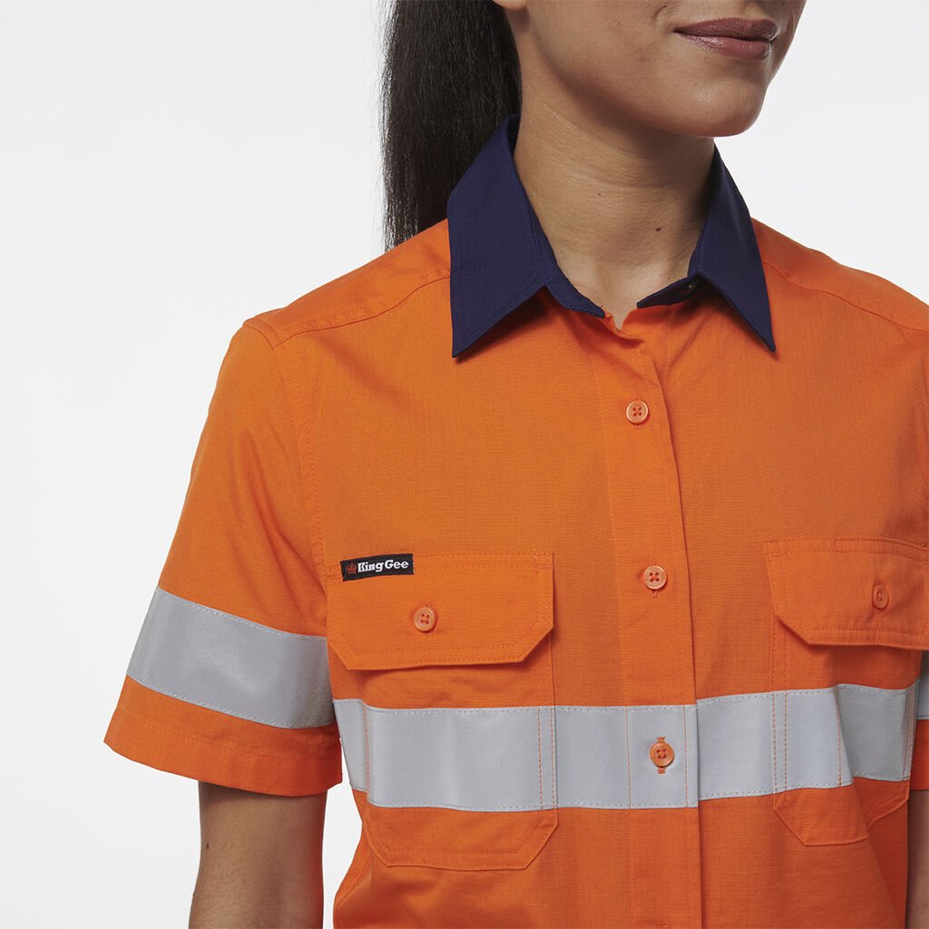 KingGee Womens Workcool Vented Reflective Short Sleeve Two Toned Shirt K44229 - Land to Coast