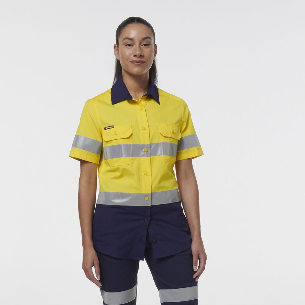 KingGee Womens Workcool Vented Reflective Short Sleeve Two Toned Shirt K44229 - Land to Coast