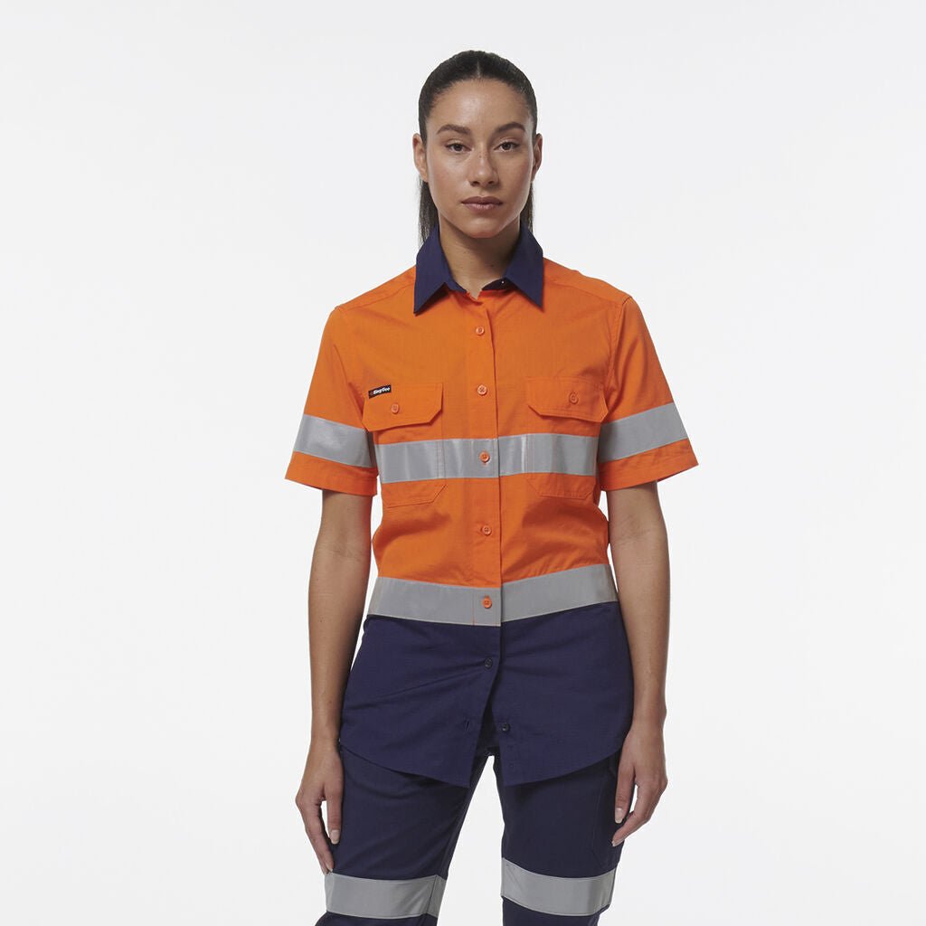 KingGee Womens Workcool Vented Reflective Short Sleeve Two Toned Shirt K44229 - Land to Coast
