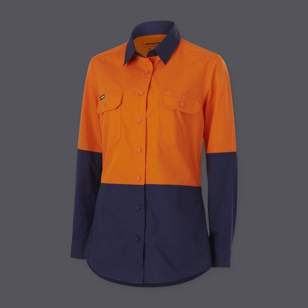 KingGee Womens WORKCOOL Vented Spliced Lightweight Pocket Cool L/S Shirt K44226 - Land to Coast