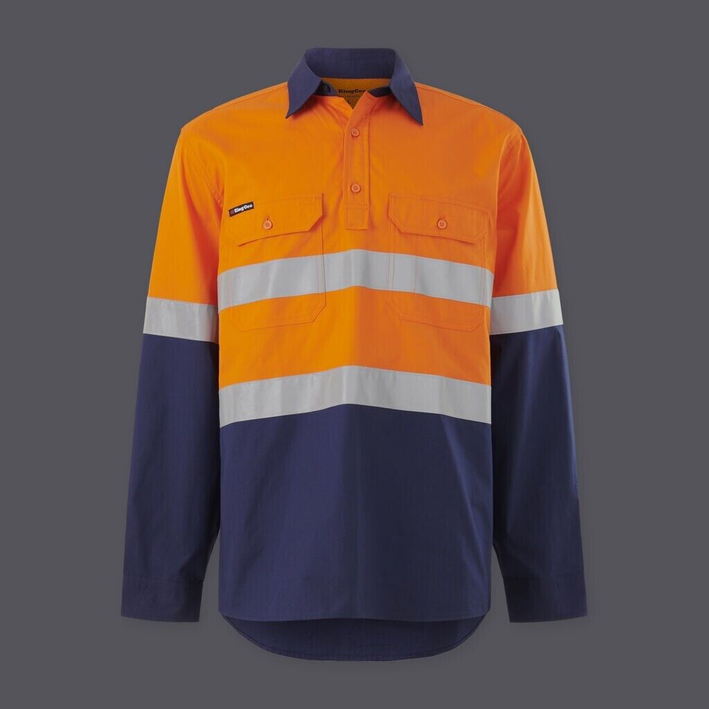 KingGee Womens Workcool Vented Spliced Shirt Taped Long Sleeve Workwear K44227 - Land to Coast