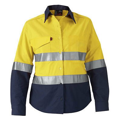 KingGee WorkCool 2 Womens Hi Vis Ref Spliced Shirt L/S Lightweight K44544 - Land to Coast