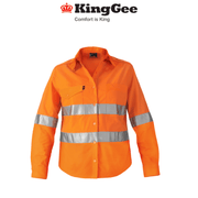 KingGee WorkCool 2 Womens Hi Vis Taped Shirt Long Sleeve Work Lightweight K44545 - Land to Coast