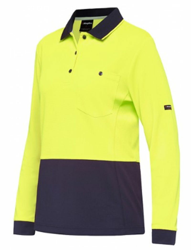 KingGee WorkCool Womens Spliced Polo L/S Comfort Work Safety Hyperfreeze K44730 - Land to Coast