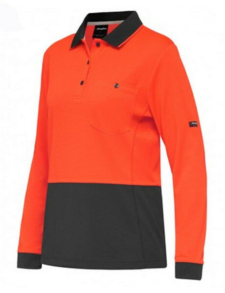 KingGee WorkCool Womens Spliced Polo L/S Comfort Work Safety Hyperfreeze K44730 - Land to Coast