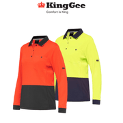 KingGee WorkCool Womens Spliced Polo L/S Comfort Work Safety Hyperfreeze K44730 - Land to Coast