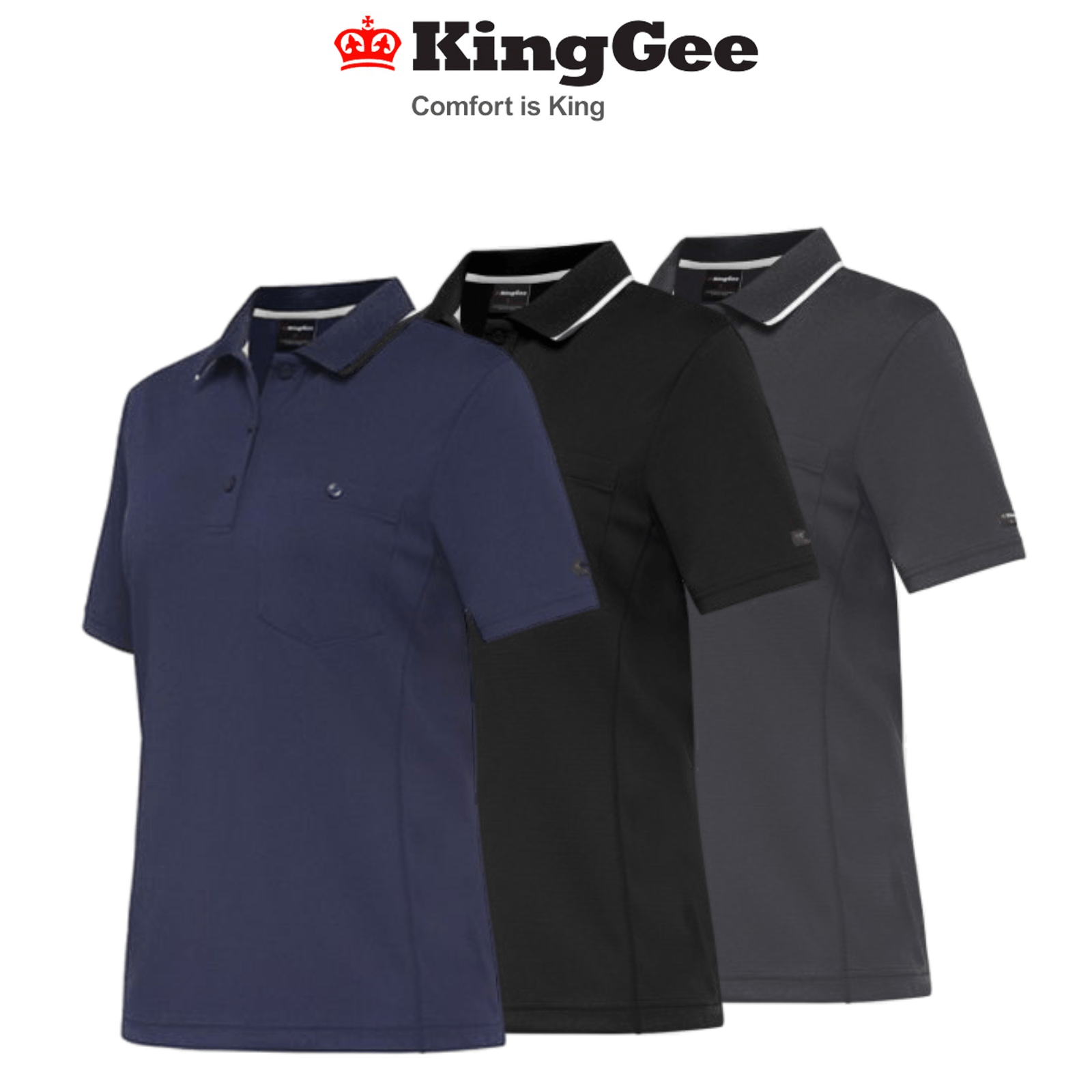 KingGee WorkCool Womens Spliced Polo S/S Shirt Comfort Work Hyperfreeze K44740 - Land to Coast