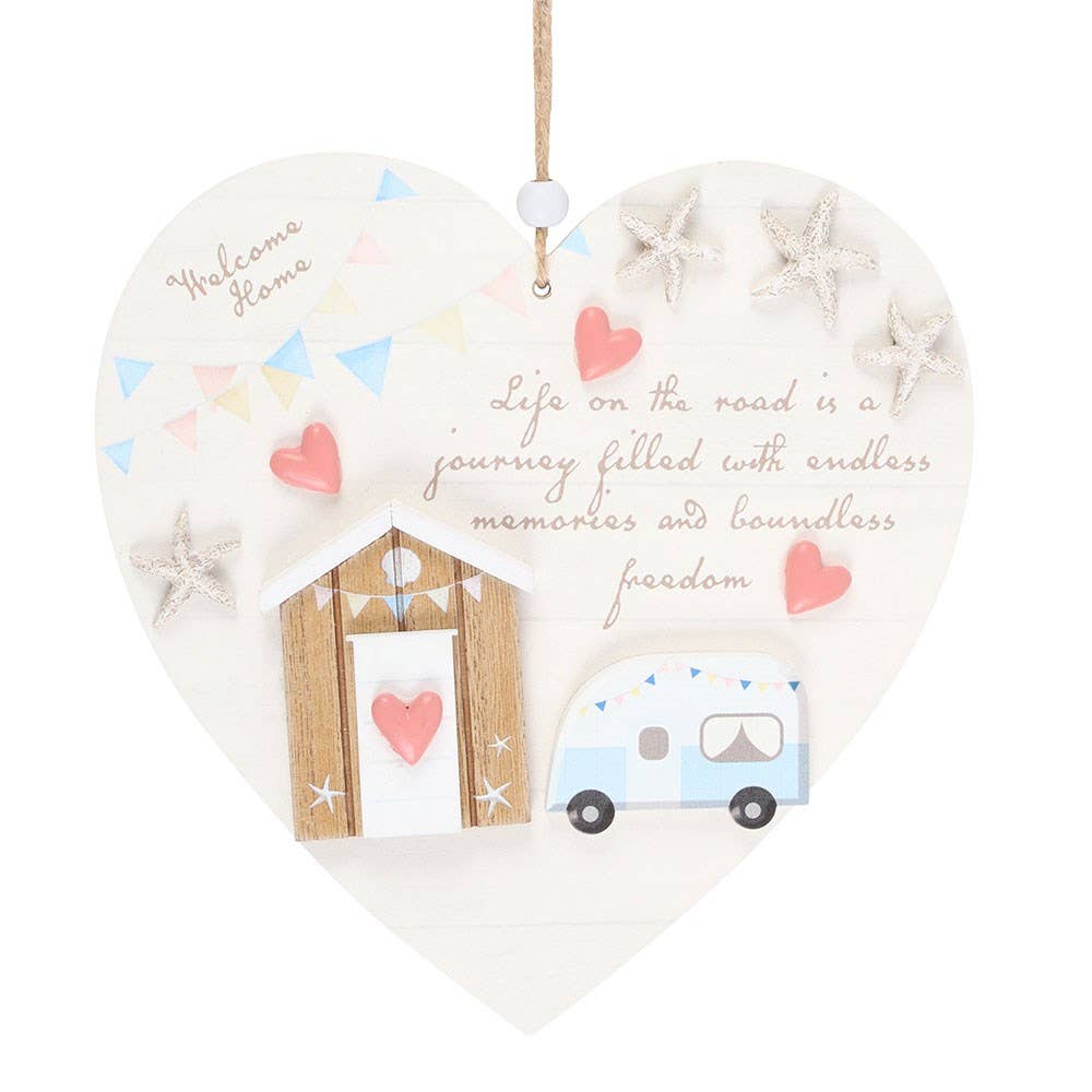 Life on the Road Shell Caravan Hanging Heart - Land to Coast