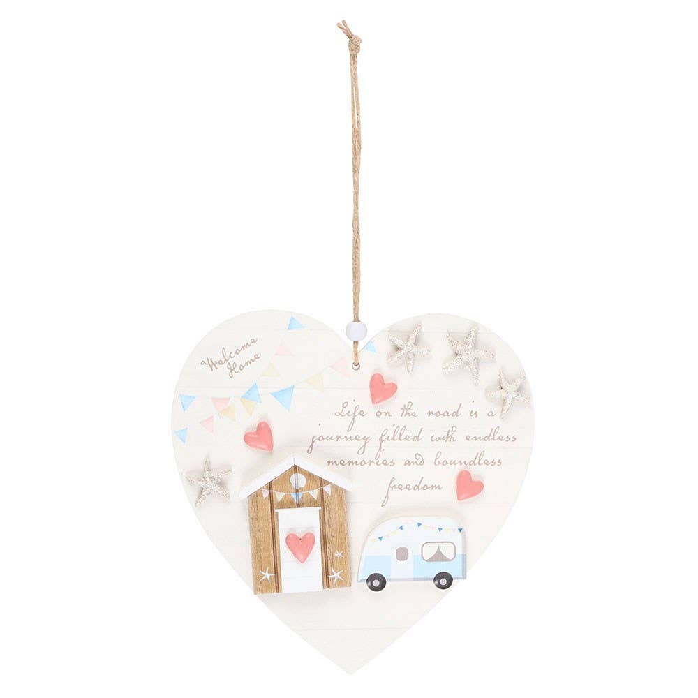 Life on the Road Shell Caravan Hanging Heart - Land to Coast
