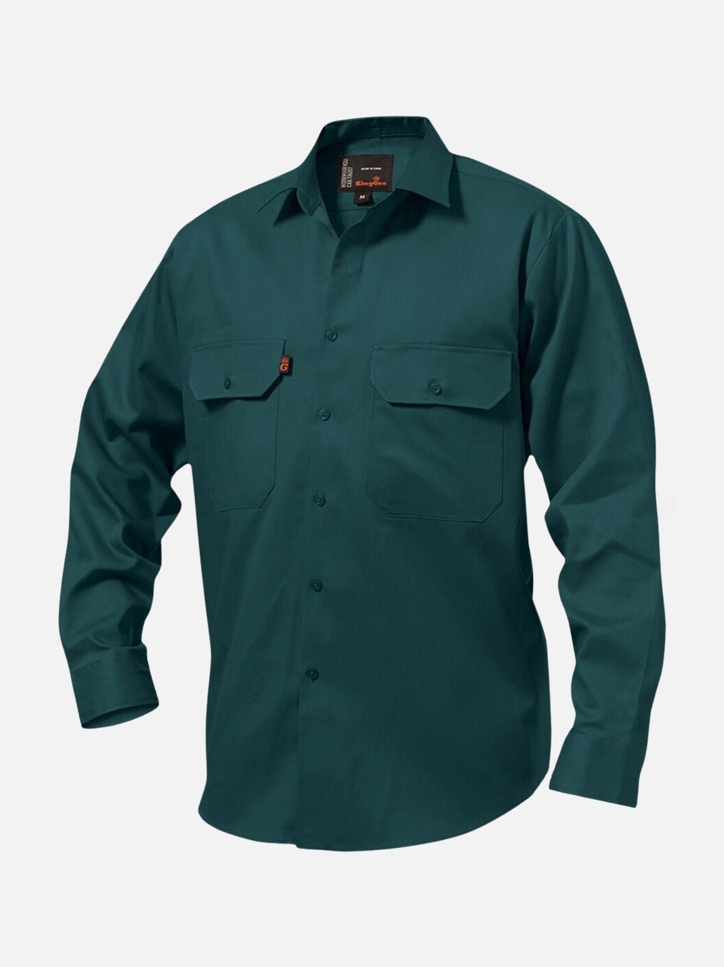 Long Sleeve Open Front Drill Shirt Green K04010 - Land to Coast