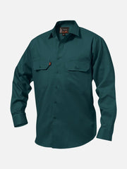 Long Sleeve Open Front Drill Shirt Green K04010 - Land to Coast