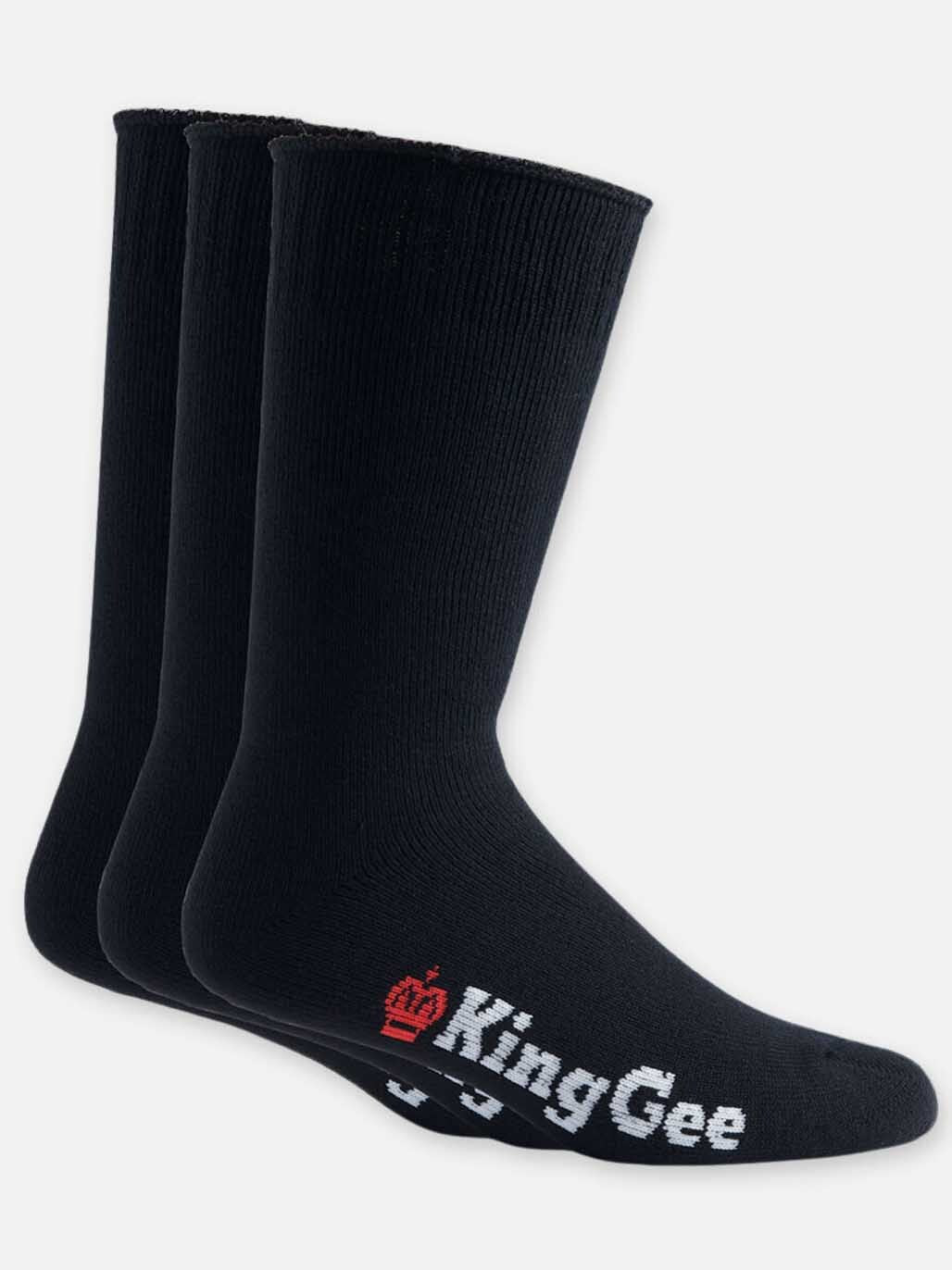 KingGee Mens Bamboo Work Socks 3 Pack Black Breathable Comfortable K09002