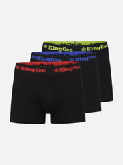Mens Cotton Work Trunks 3 Pack Black Comfortable Stretch Underwear K09023 - Land to Coast