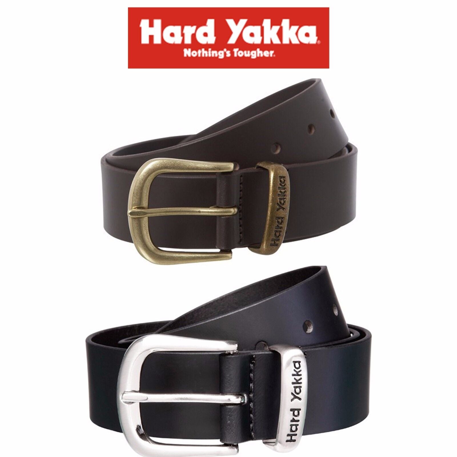 Mens Hard Yakka Belt Colorado Oil Tan Leather Work Brass Buckle Brown Y09402 - Land to Coast