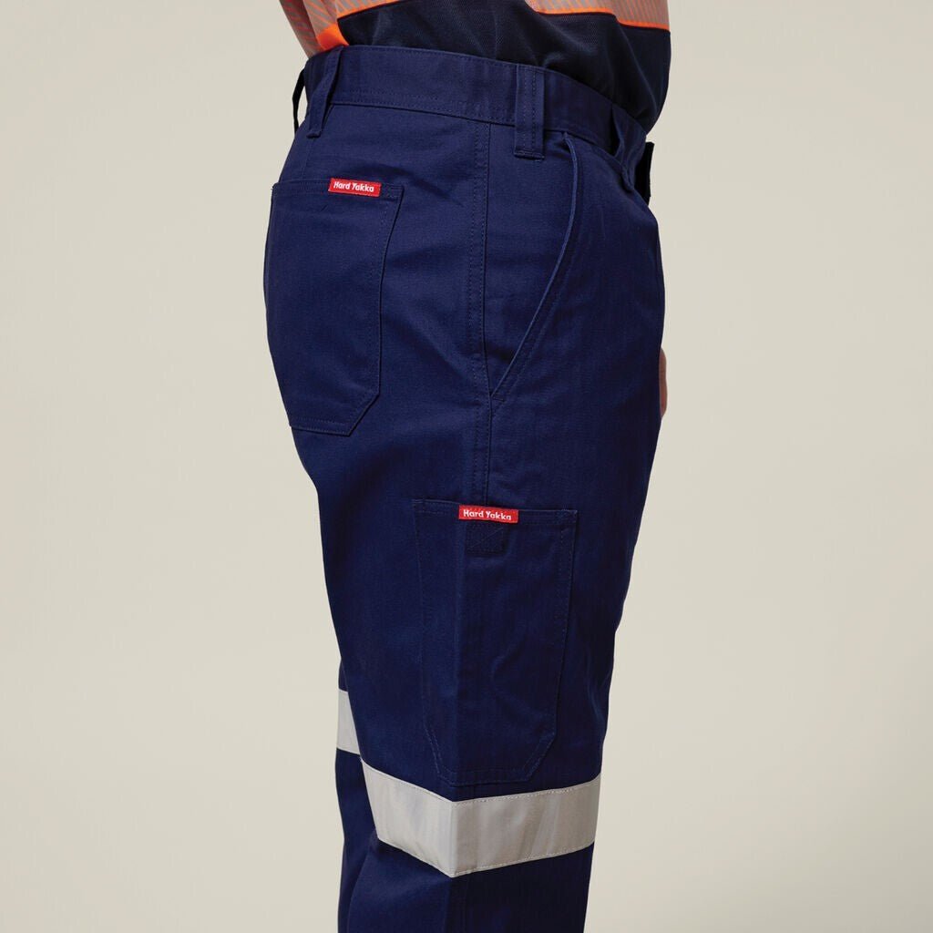 Mens Hard Yakka Core Drill Pants Taped Cotton Phone Pleated Tough Strong Y02540 - Land to Coast