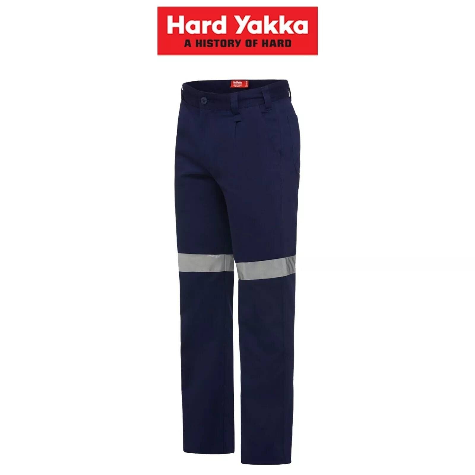 Mens Hard Yakka Core Drill Pants Taped Cotton Phone Pleated Tough Strong Y02540 - Land to Coast