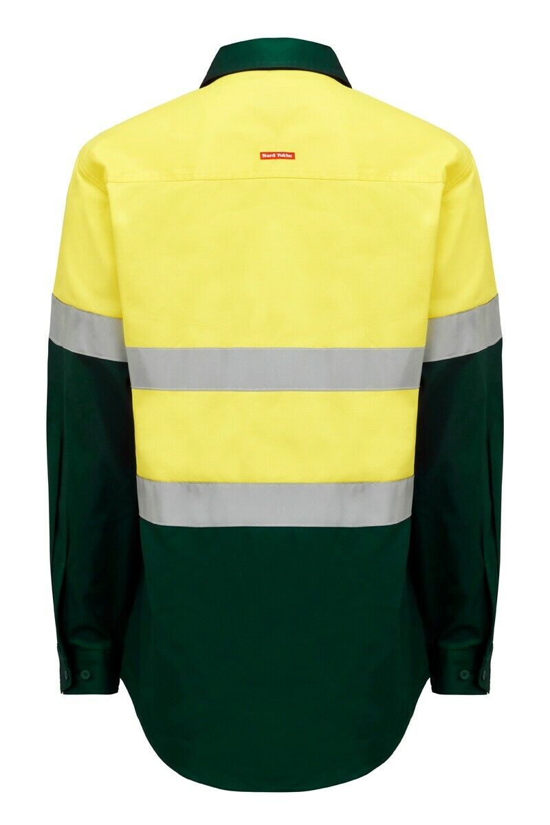Mens Hard Yakka Core Hi - Vis Open Front Safety Cotton Taped Work Shirt Y04610 - Land to Coast