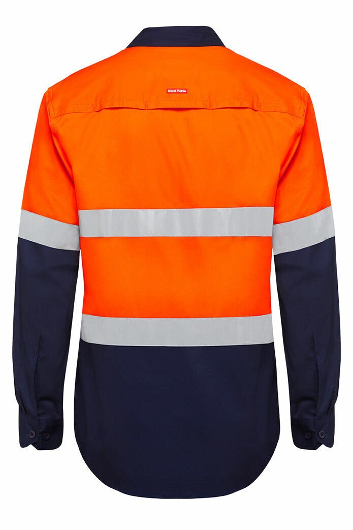 Mens Hard Yakka Core Hi - Vis Vented Cotton Taped Work Long Sleeve Shirt Y07940 - Land to Coast