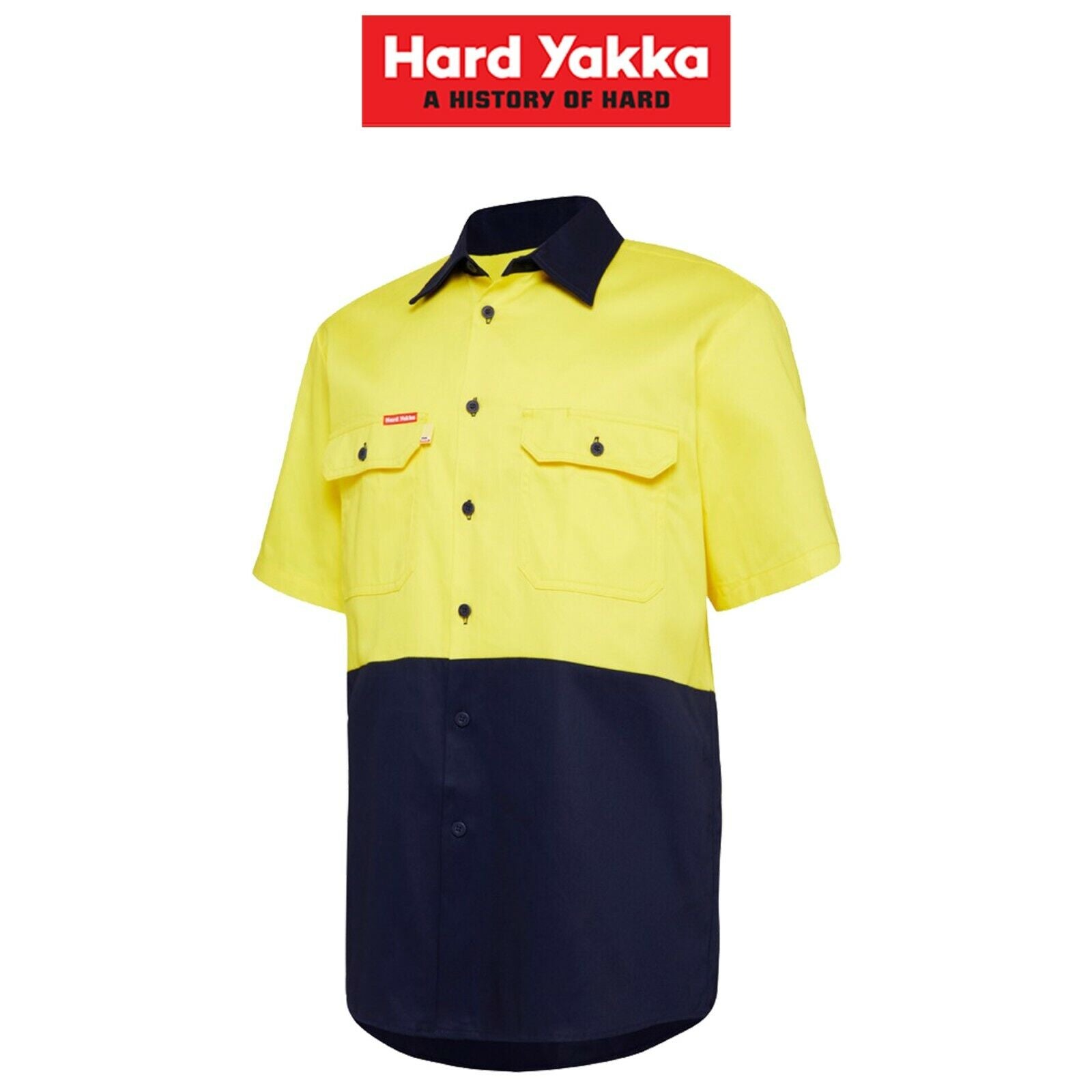Mens Hard Yakka Core Light Weight Cool Vented Work Drill Hi - Vis Shirt Y04620 - Land to Coast