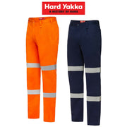 Mens Hard Yakka Cotton Drill Pants Reflective Safety Job Work Taped Tough Y02615 - Land to Coast