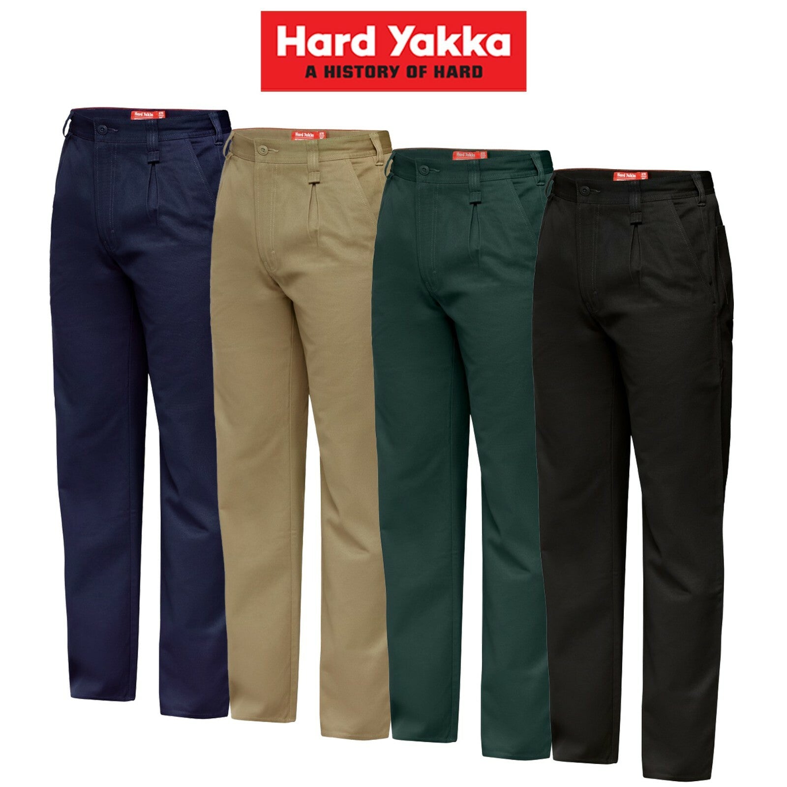 Mens Hard Yakka Cotton Drill Pants Trouser Work Tough Heavy Duty Strong Y02501 - Land to Coast