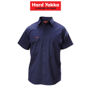 Mens Hard Yakka Cotton Drill Shirt Button Short Sleeve Workwear Top Y07510 - Land to Coast