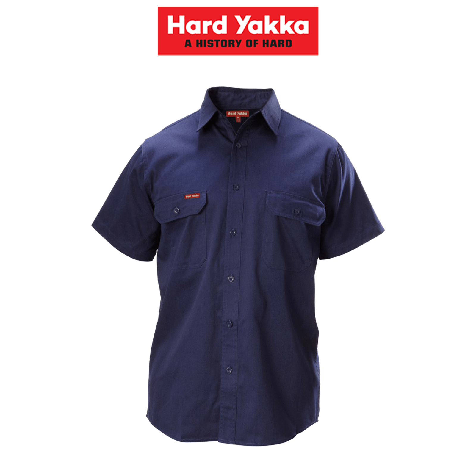 Mens Hard Yakka Cotton Drill Shirt Button Short Sleeve Workwear Top Y07510 - Land to Coast
