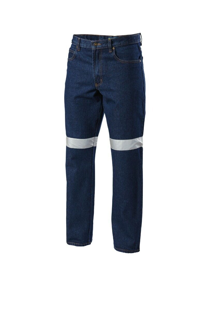 Mens Hard Yakka Denim Jeans Taped Work Pants Heavy Duty Tough Farm Washed Y03513 - Land to Coast