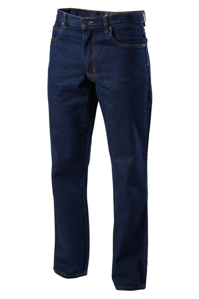 Mens Hard Yakka Denim Jeans Work Pants Enzyme Washed Rigid Farm Tough Y03514 - Land to Coast