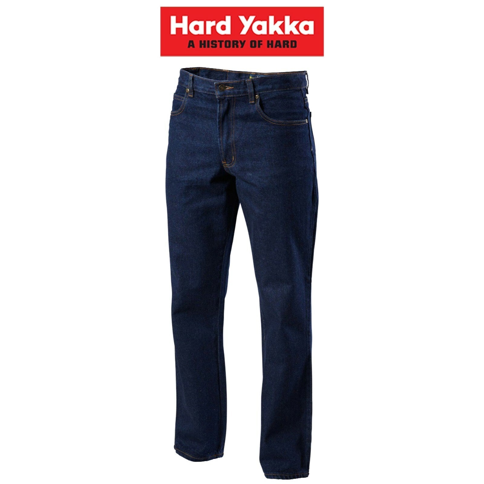 Mens Hard Yakka Denim Jeans Work Pants Enzyme Washed Rigid Farm Tough Y03514 - Land to Coast