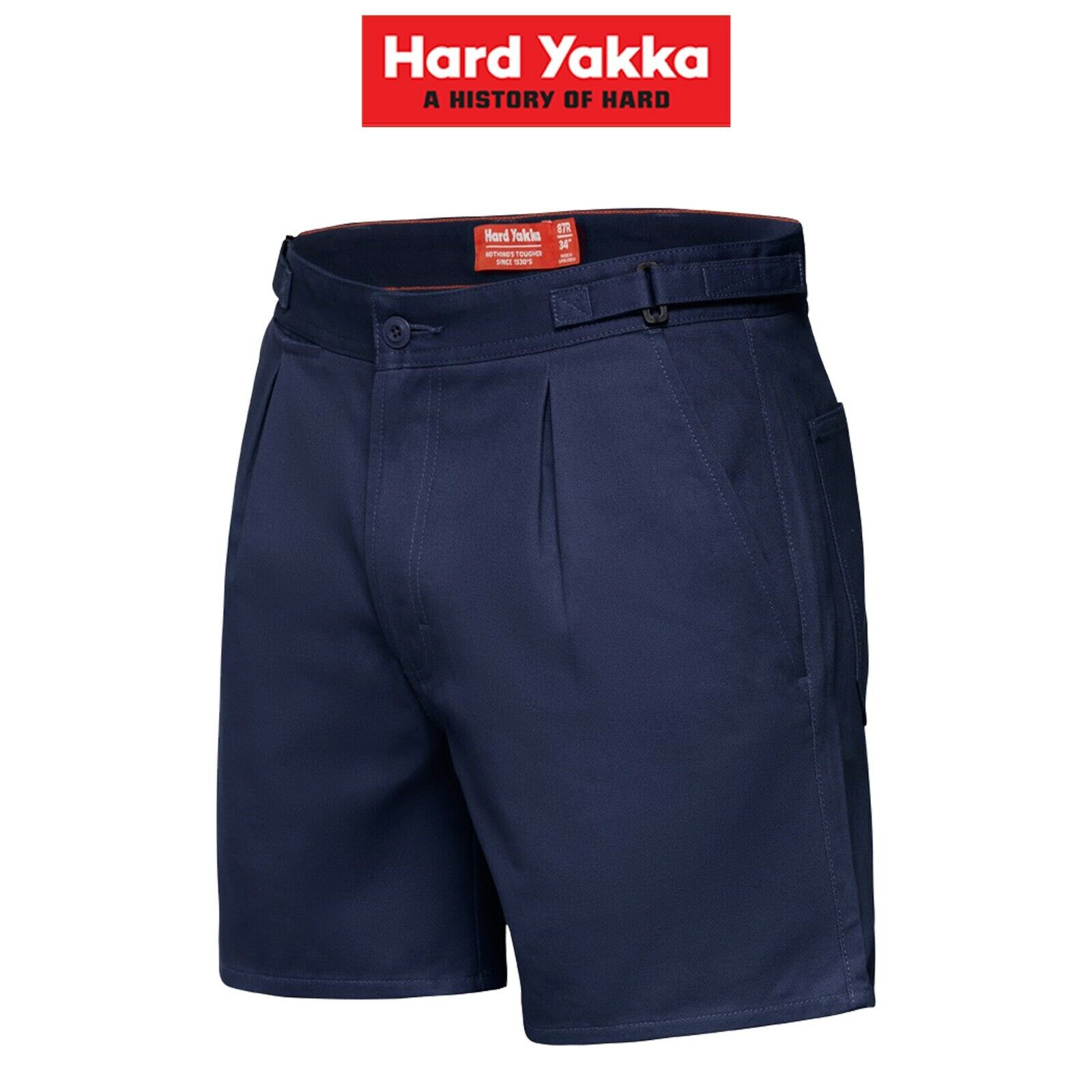 Mens Hard Yakka Drill Short Side Tab Shorts Cotton Work Tough Trade Comfy Y05340 - Land to Coast
