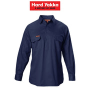 Mens Hard Yakka Foundations Drill Long Sleeve Closed Front Shirt Work Y07530 - Land to Coast