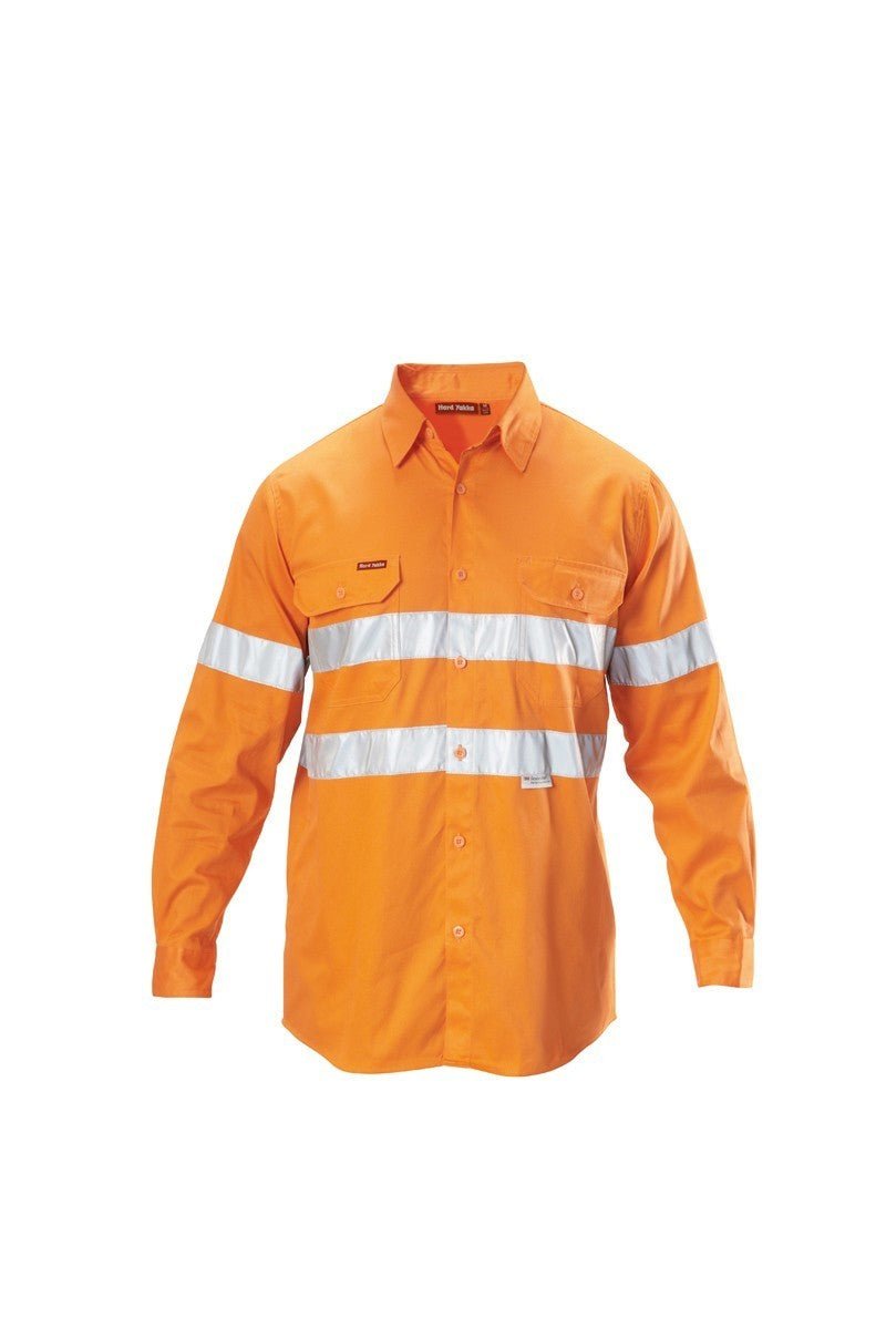 Mens Hard Yakka Foundations Long Sleeve Taped Cotton Drill Work Shirt Y07227 - Land to Coast