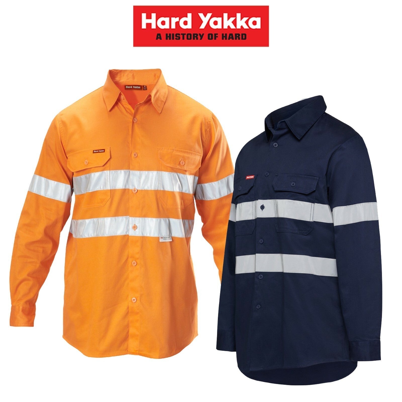 Mens Hard Yakka Foundations Long Sleeve Taped Cotton Drill Work Shirt Y07227 - Land to Coast