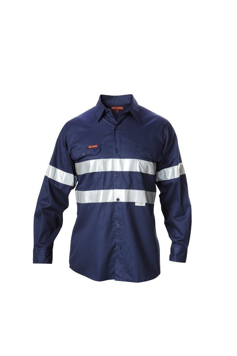 Mens Hard Yakka Foundations Long Sleeve Taped Cotton Drill Work Shirt Y07227 - Land to Coast
