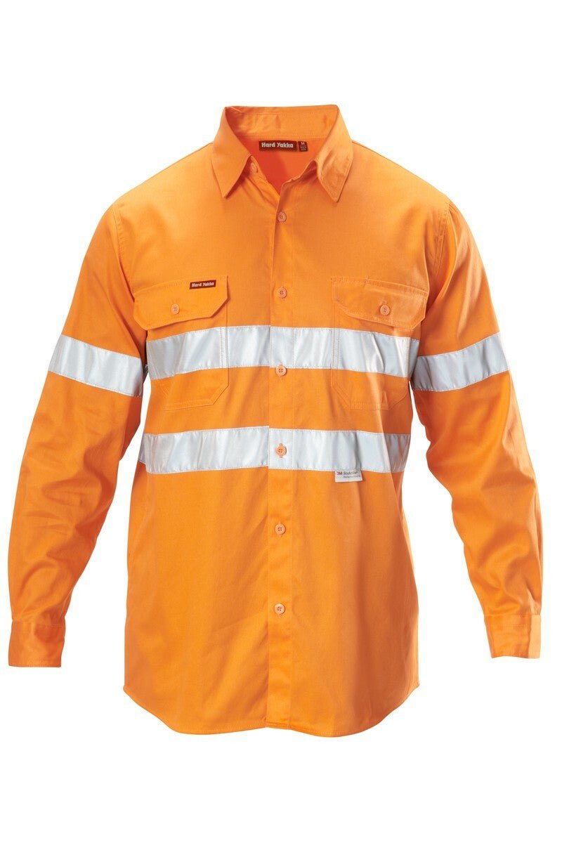 Mens Hard Yakka Foundations Long Sleeve Taped Cotton Drill Work Shirt Y07227 - Land to Coast