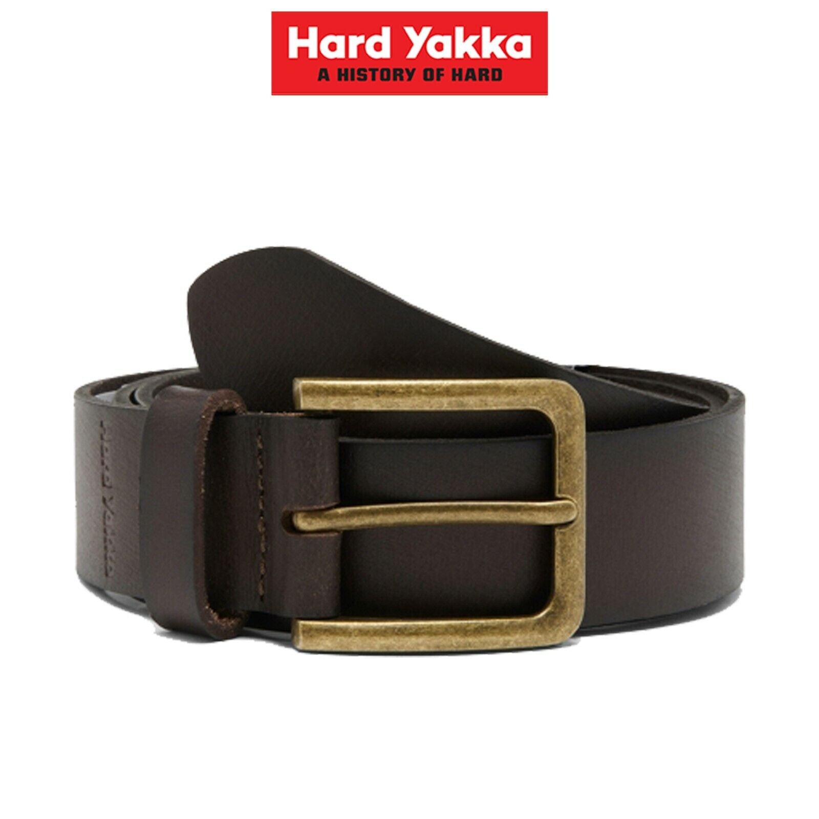 Mens Hard Yakka Genuine Leather Belt Brown Gun Metal Buckle Work Tough Y22826 - Land to Coast