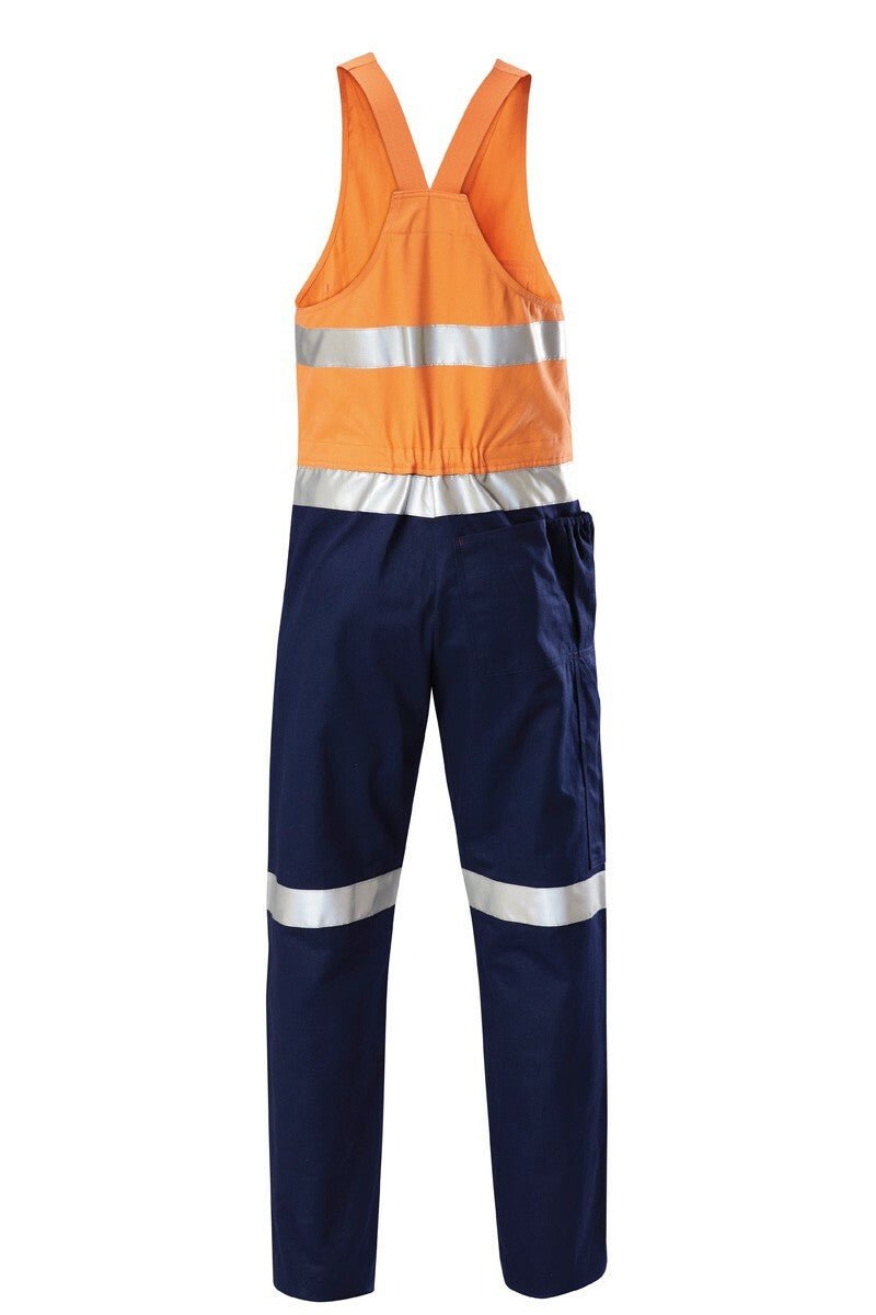 Mens Hard Yakka Hi - Vis 2 Tone Cotton Drill Action Overalls Work Taped Y01055 - Land to Coast