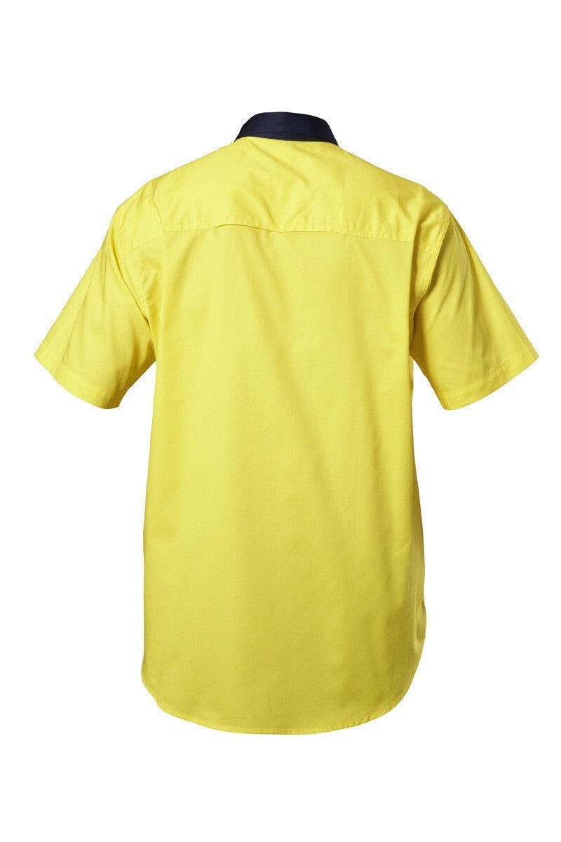 Mens Hard Yakka Koolgear Hi - Vis 2 Tone Short Sleeve Vented Work Shirt Y07559 - Land to Coast