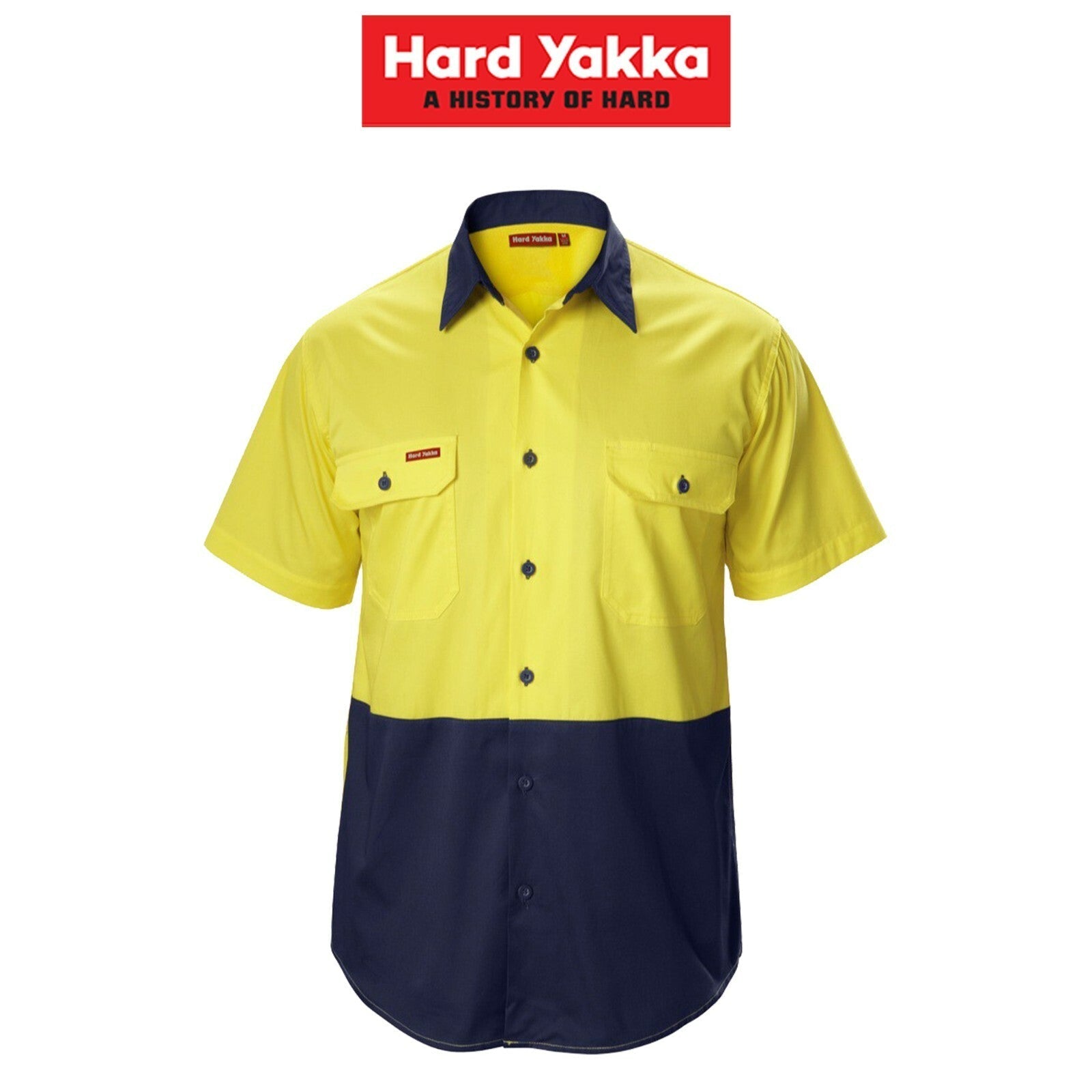 Mens Hard Yakka Koolgear Hi - Vis 2 Tone Short Sleeve Vented Work Shirt Y07559 - Land to Coast