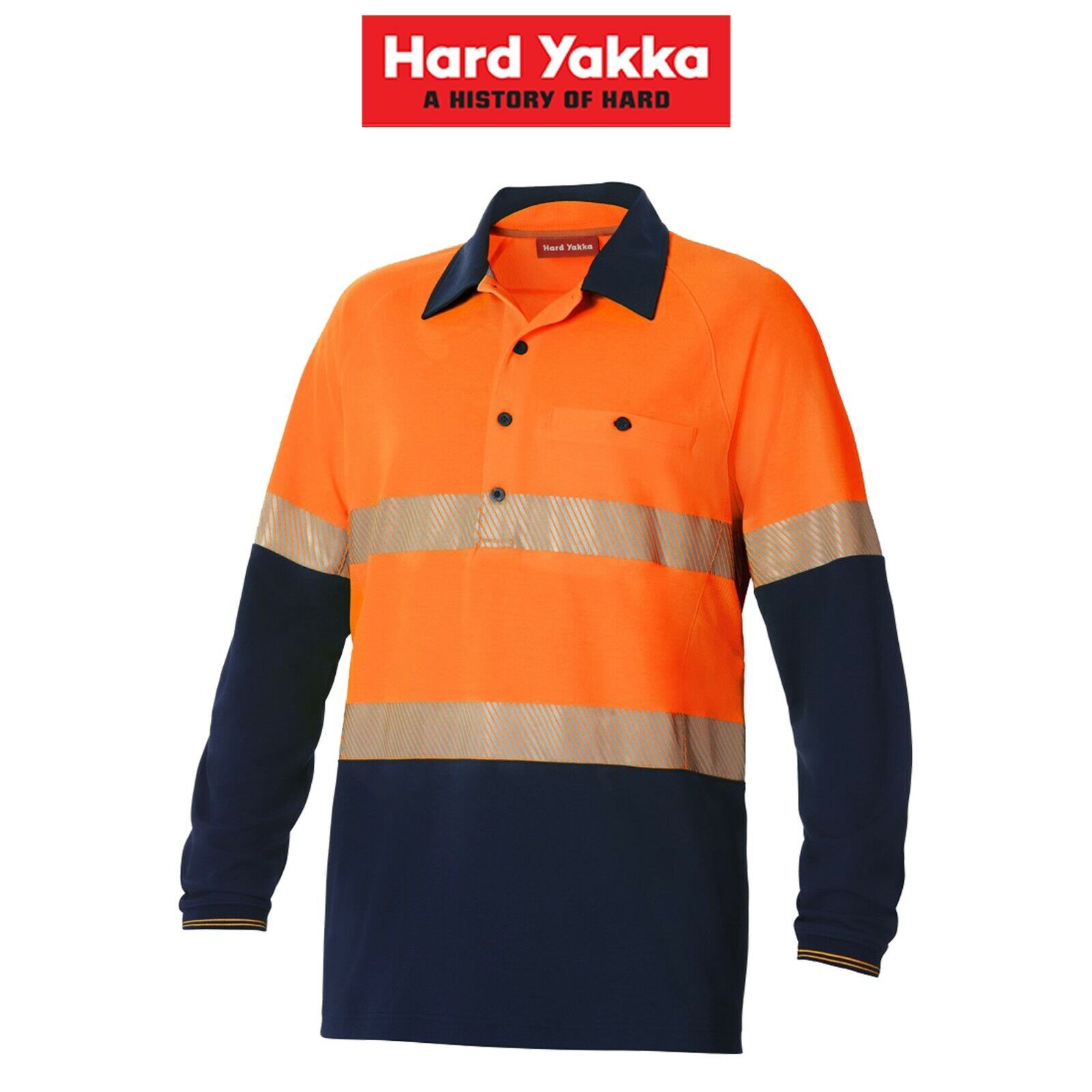 Mens Hard Yakka Koolgear Hi - Vis 2 Tone Vented Tape Long Sleeve Work Shirt Y11379 - Land to Coast