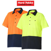 Mens Hard Yakka Koolgear Hi - Vis 2 Toned Short Sleeve Work Cool Polo Shirt Y11396 - Land to Coast