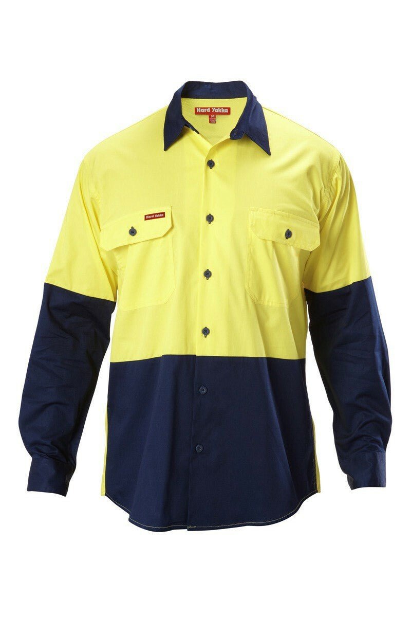 Mens Hard Yakka Koolgear Hi - Vis Long Sleeve Spliced Air Vent Lightweight Y07558 - Land to Coast