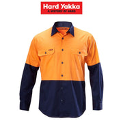 Mens Hard Yakka Koolgear Hi - Vis Long Sleeve Spliced Air Vent Lightweight Y07558 - Land to Coast