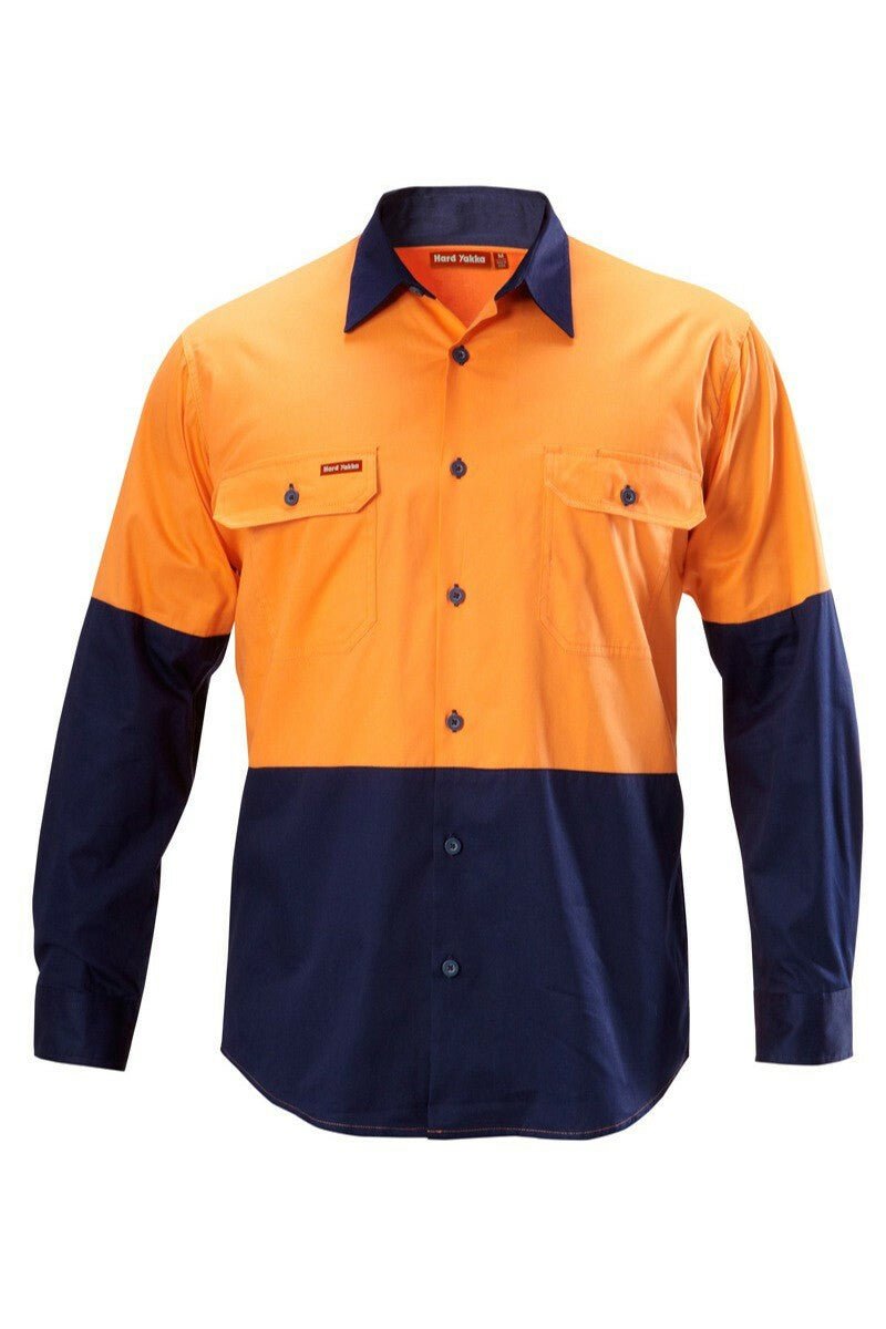 Mens Hard Yakka Koolgear Hi - Vis Long Sleeve Spliced Air Vent Lightweight Y07558 - Land to Coast