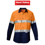 Mens Hard Yakka Koolgear Hi - Vis Safety Lightweight Long Sleeve Work Shirt Y07978 - Land to Coast